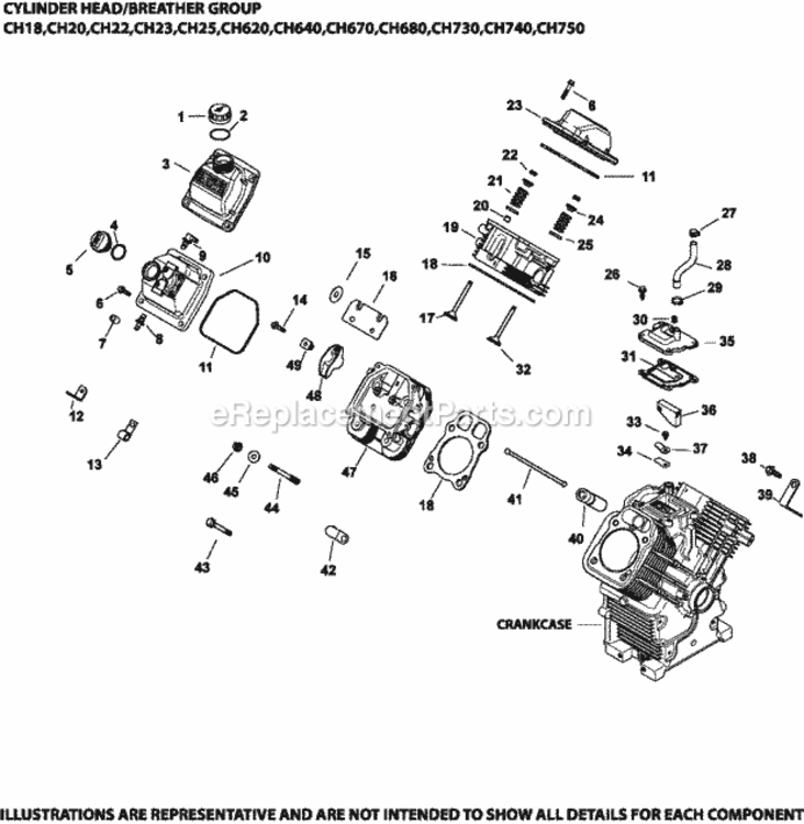 Cylinder_HeadBreather_Group_4-24-718_Ch18-750 Diagram and Parts List for CH740-3212  Kohler Engine
