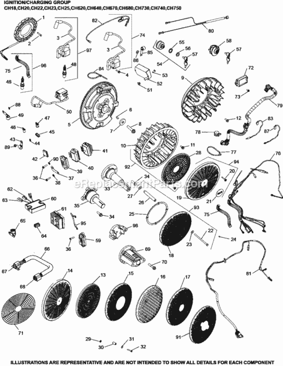 IgnitionCharging_Group_5-24-1528_Ch18-750 Diagram and Parts List for CH740-3218  Kohler Engine