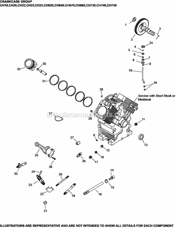 Crankcase_Group_2-24-472_Ch18-750 Diagram and Parts List for CH740-3219  Kohler Engine