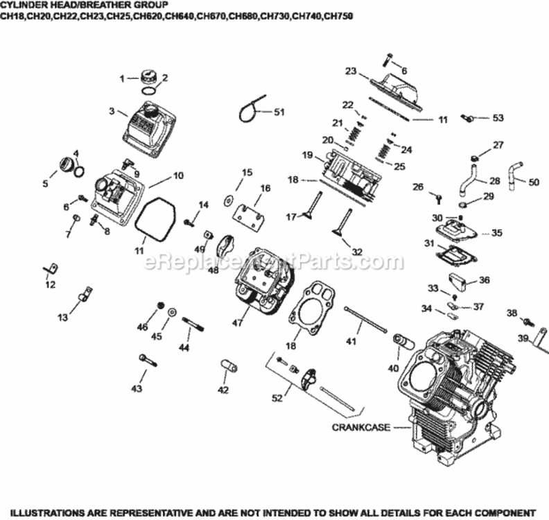 Cylinder_Head_Breather_Group_4-24-52_Ch18-750 Diagram and Parts List for CH740-3219  Kohler Engine