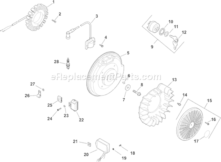 Page J Diagram and Parts List for CH740S-CH740-0016  Kohler Engine
