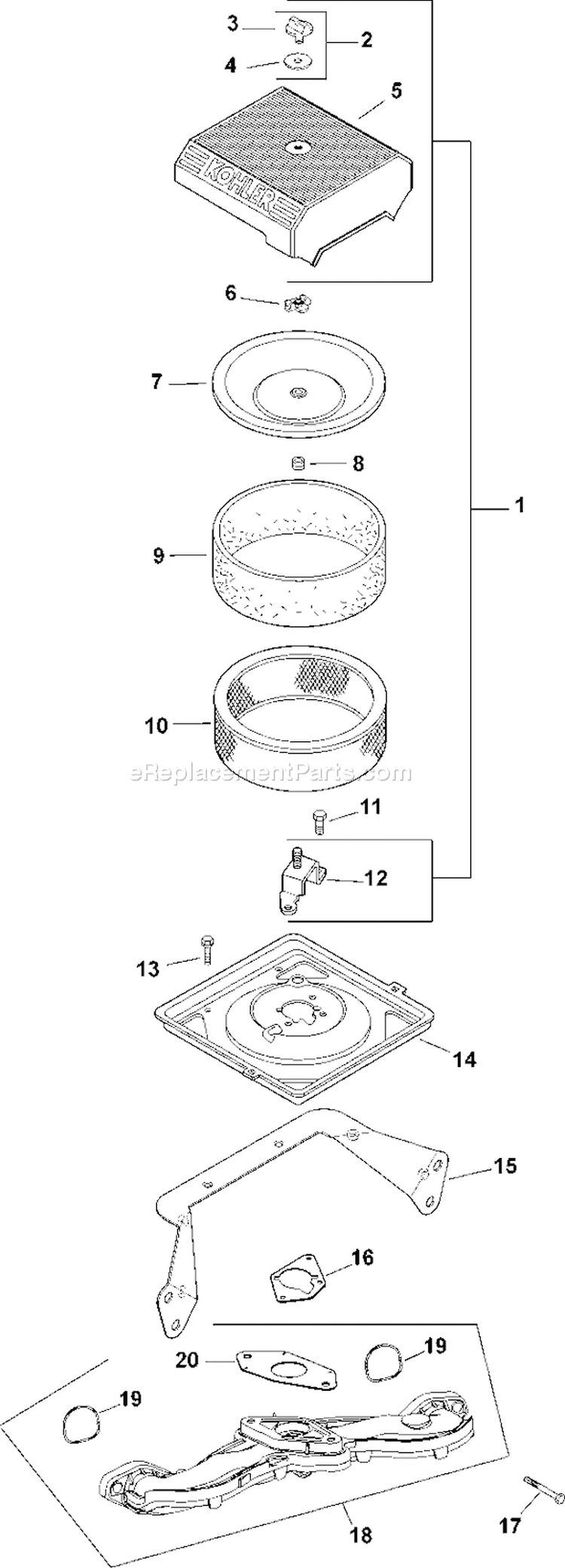 Page J Diagram and Parts List for CH22-66536  Kohler Engine
