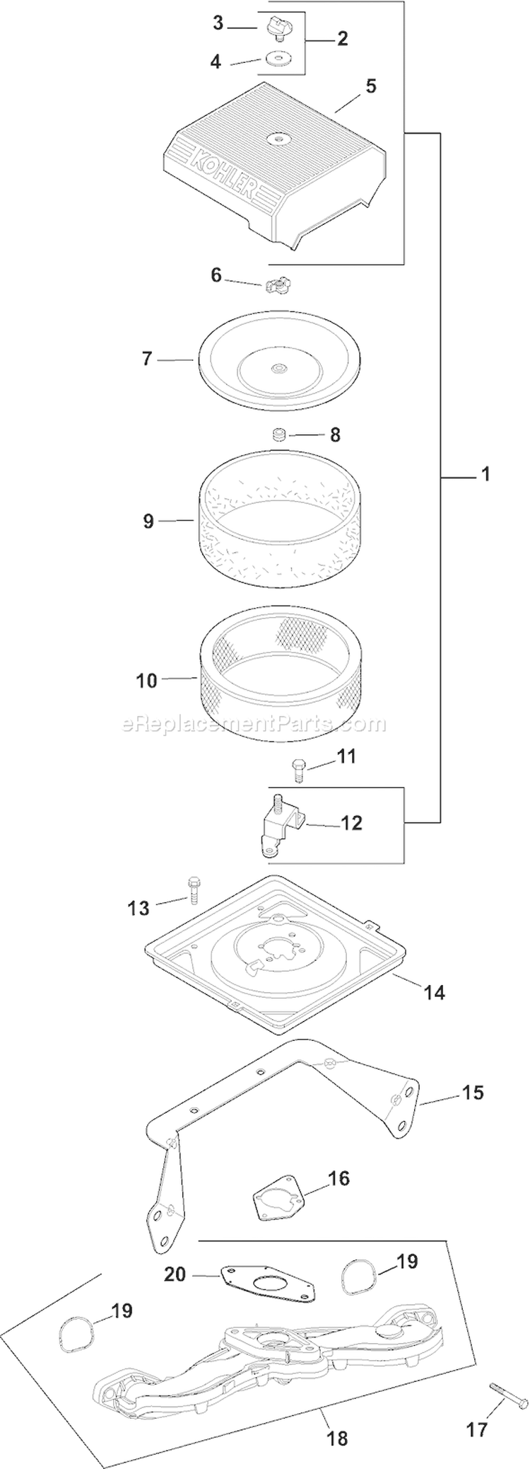 Page A Diagram and Parts List for CH20S-64716  Kohler Engine