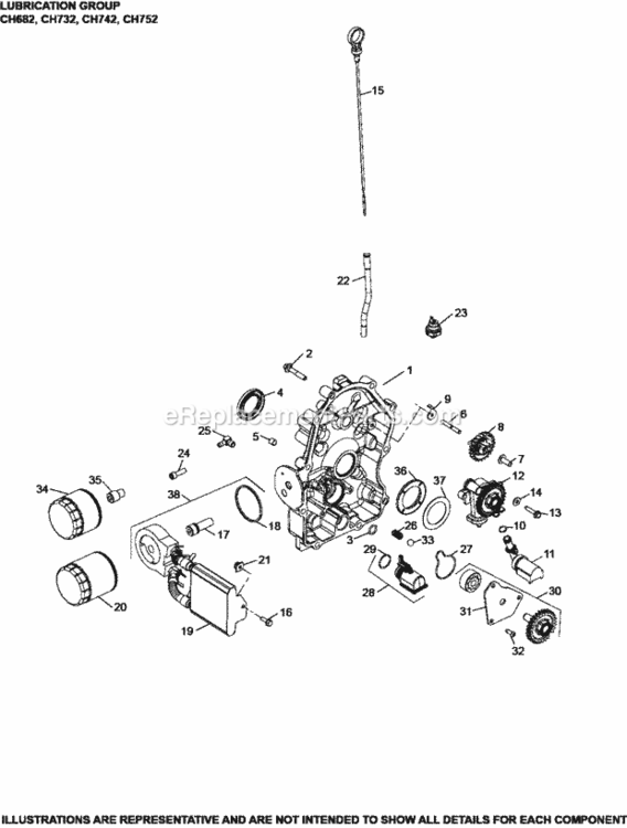 Lubrication_Group_3-24-849_Ch628-752 Diagram and Parts List for CH742-3100  Kohler Engine