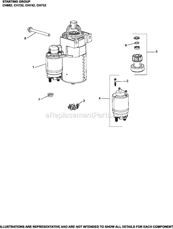 Starting_Group_7-24-5_Ch682-752 Diagram and Parts List for CH742-3100  Kohler Engine