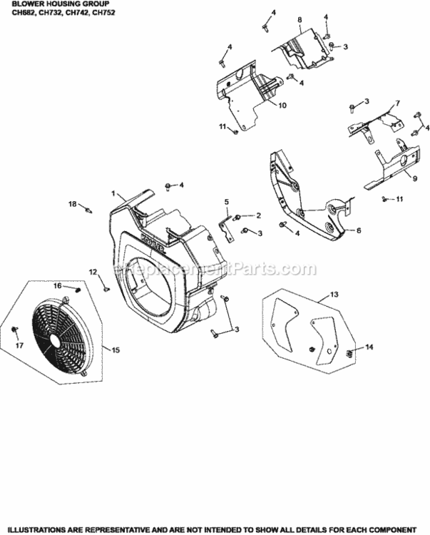 Blower_Housing_Group_6-24-499_Ch682-752 Diagram and Parts List for CH742-3100  Kohler Engine
