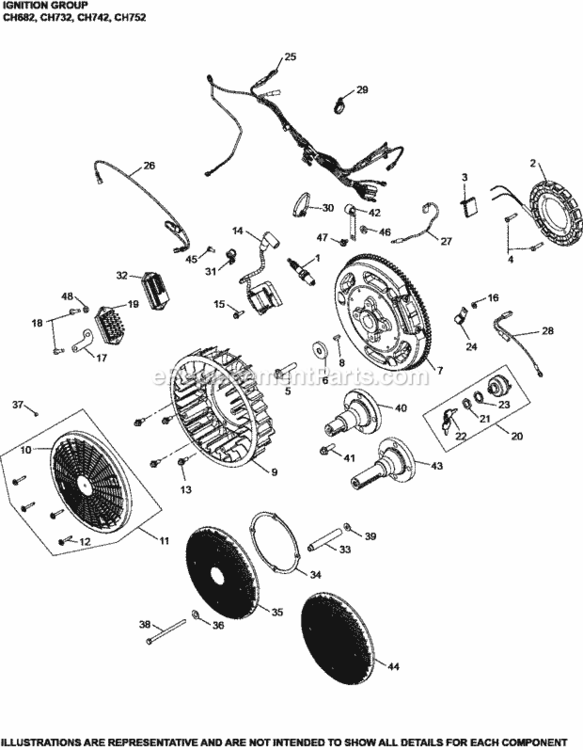 IgnitionCharging_Group_5-24-1423_Ch682-752 Diagram and Parts List for CH742-3113  Kohler Engine
