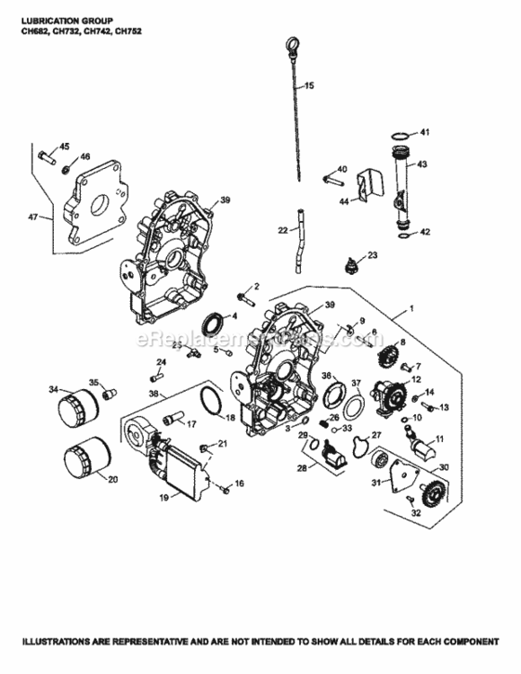 Lubrication_Group_3-24-874_Ch628-752 Diagram and Parts List for CH742-3116  Kohler Engine