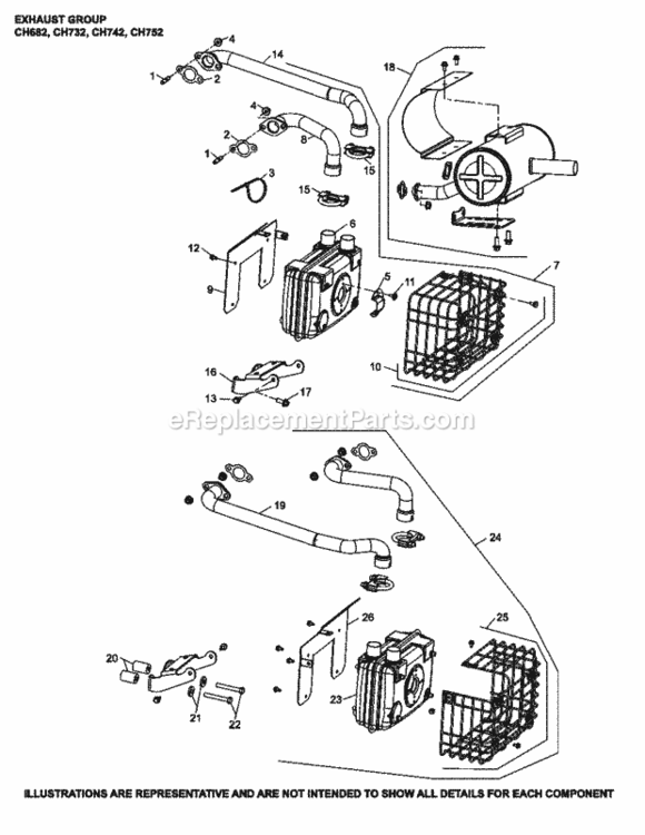 Exhaust_Group-_11-24-287_Ch682-752 Diagram and Parts List for CH742-3116  Kohler Engine