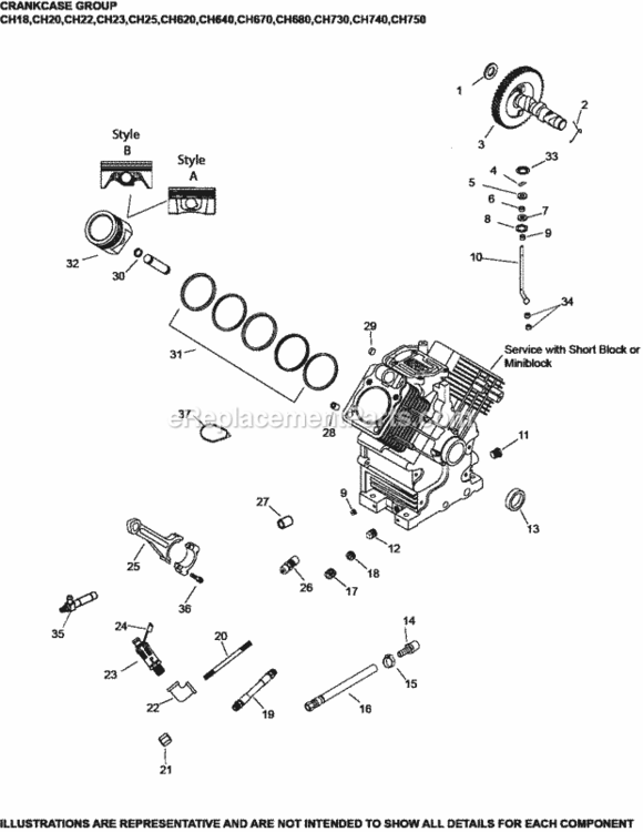 Crankcase_Group_2-24-297_Ch18-750 Diagram and Parts List for CH745-3111  Kohler Engine
