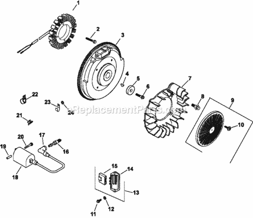 IgnitionElectrical_5-24-587 Diagram and Parts List for CH745-3113  Kohler Engine