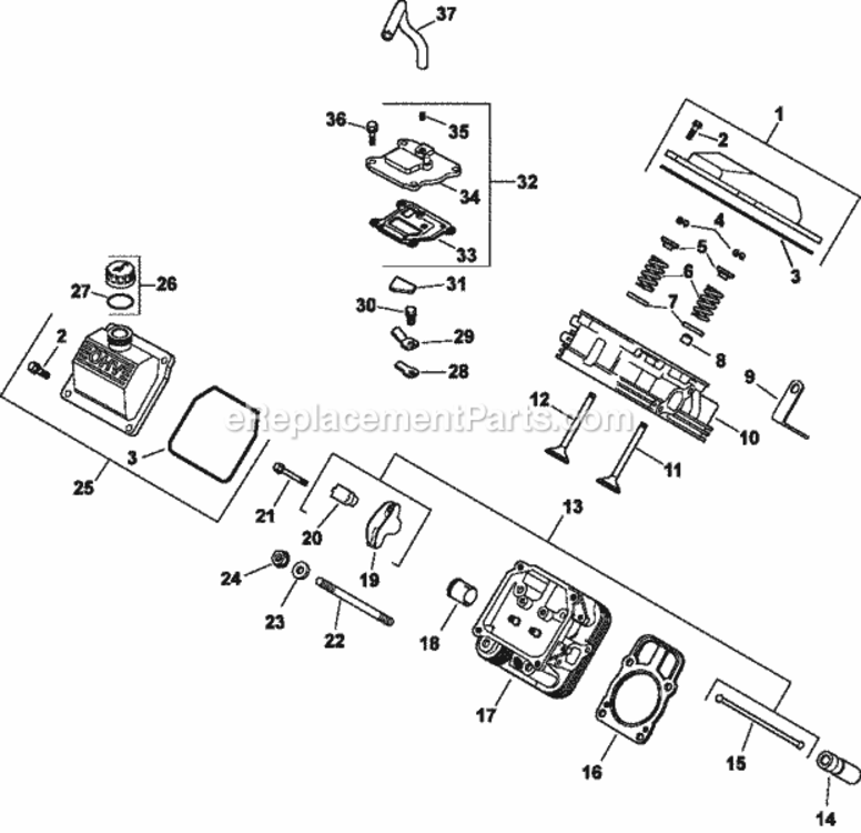 HeadValveBreather_4-24-292 Diagram and Parts List for CH745-3114  Kohler Engine