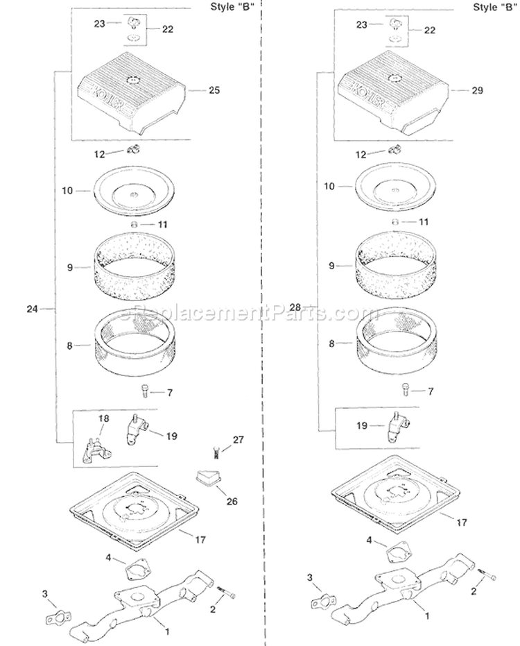 Page A Diagram and Parts List for CH18-62507  Kohler Engine
