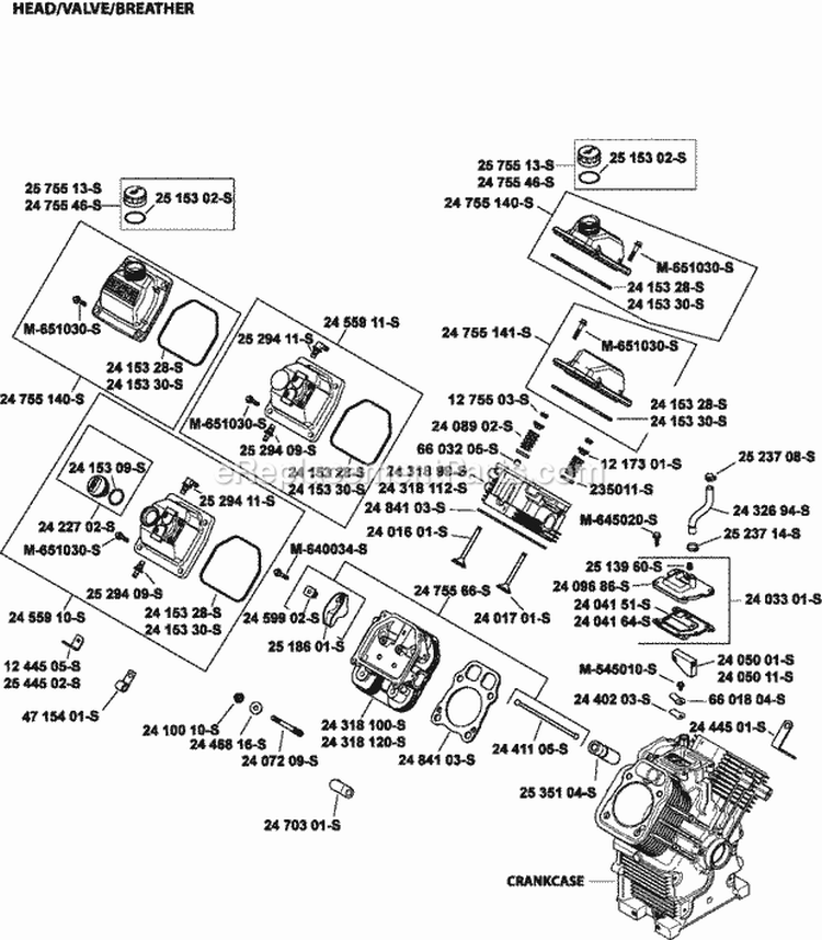Page H Diagram and Parts List for CH750-0035  Kohler Engine