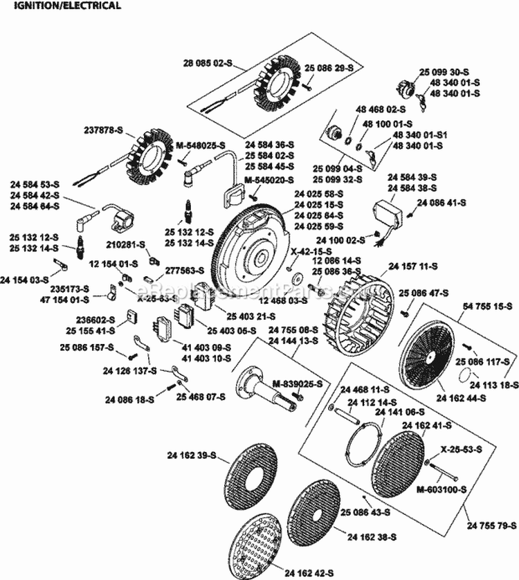 Page J Diagram and Parts List for CH750-0047  Kohler Engine