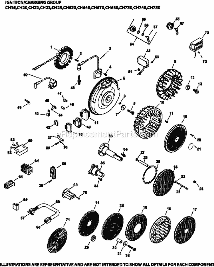 Page L Diagram and Parts List for CH25-68715  Kohler Engine
