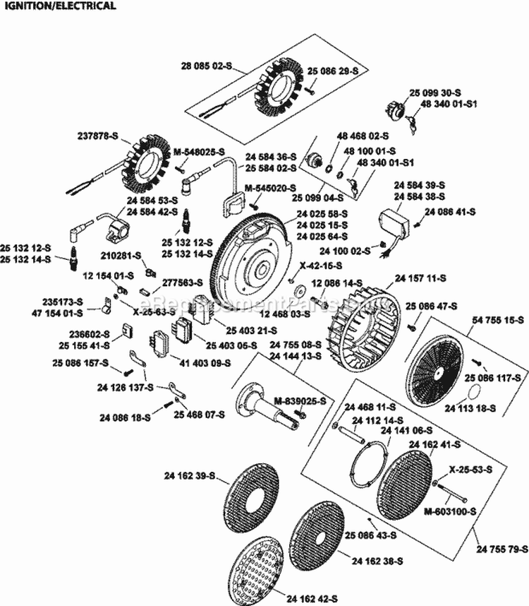 Page J Diagram and Parts List for CH750-0028  Kohler Engine