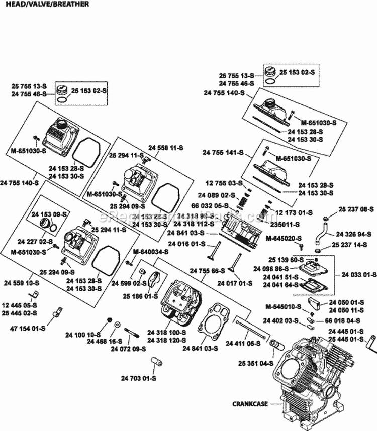 Page J Diagram and Parts List for CH750-0034  Kohler Engine