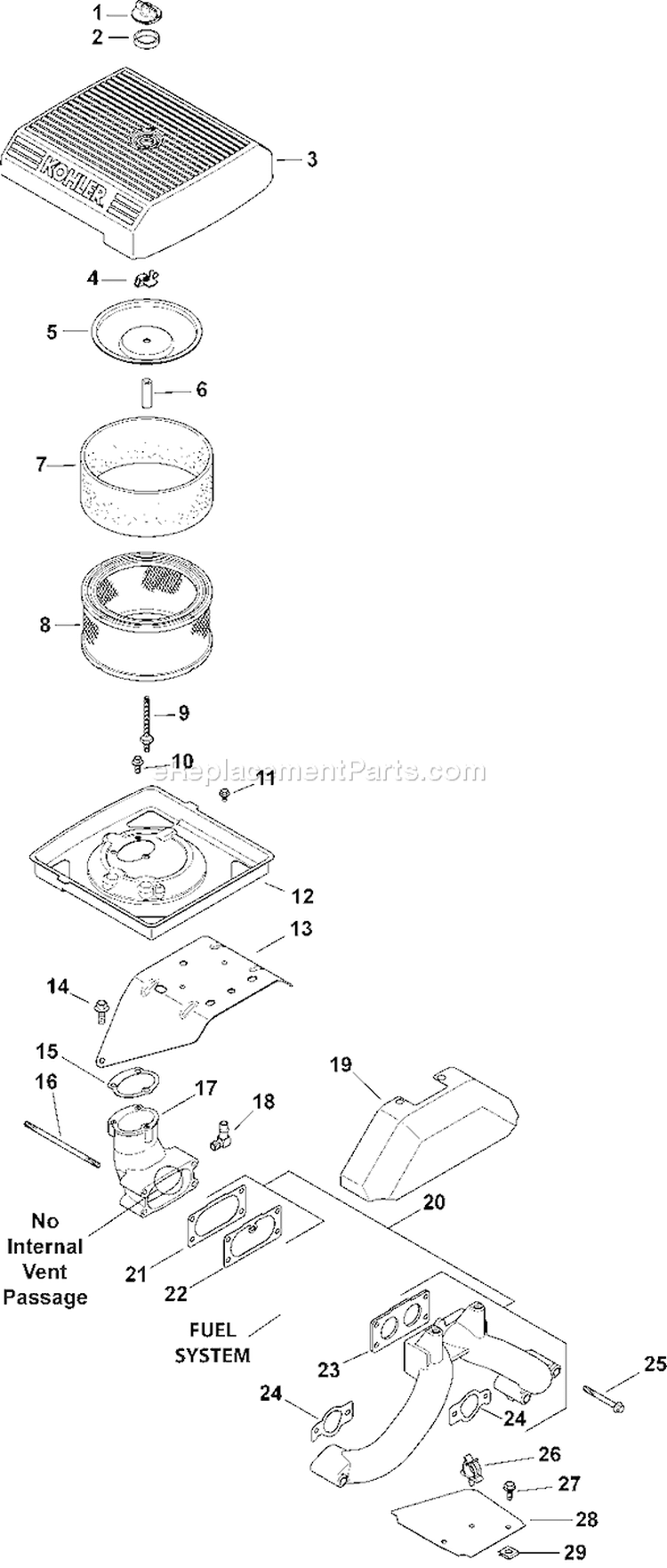 Page A Diagram and Parts List for CH750S-CH750-0005  Kohler Engine