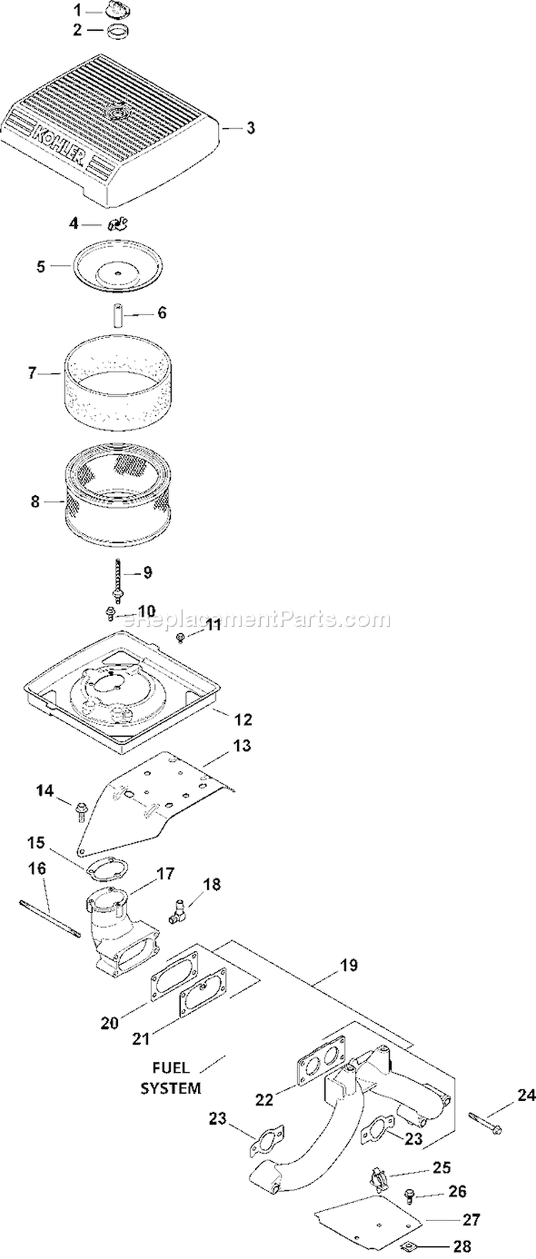 Page A Diagram and Parts List for CH750S-CH750-0017  Kohler Engine