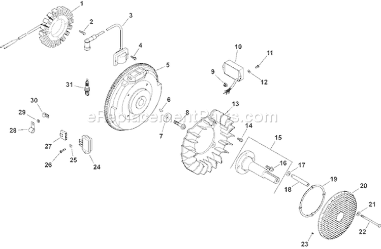 Page J Diagram and Parts List for CH750S-CH750-0010  Kohler Engine