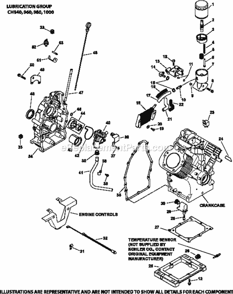 Page K Diagram and Parts List for CH1000-2026  Kohler Engine