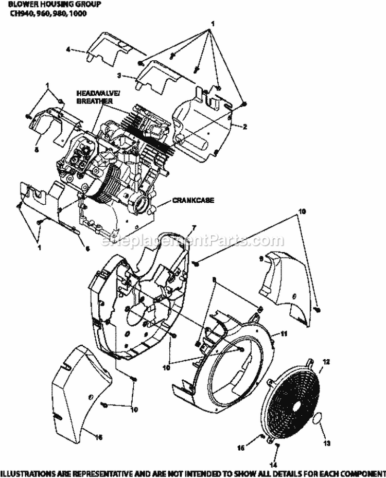 Page C Diagram and Parts List for CH1000-2012  Kohler Engine