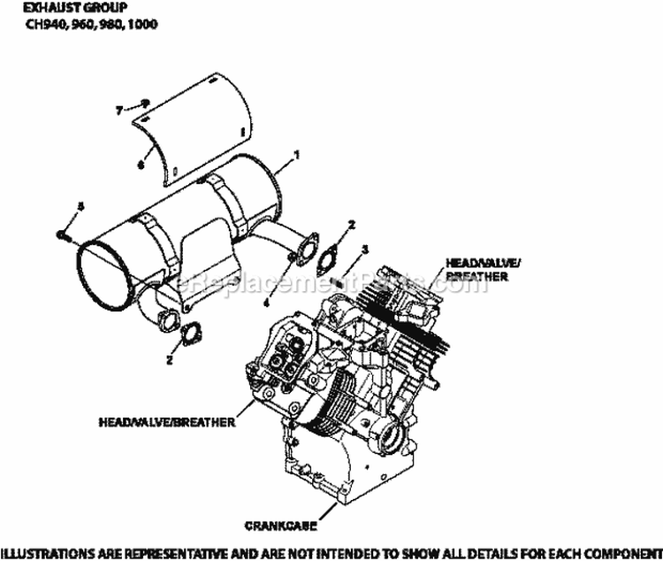 Page H Diagram and Parts List for CH1000-2026  Kohler Engine