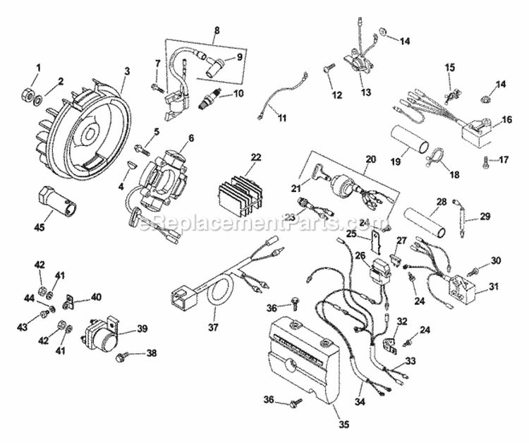 Page J Diagram and Parts List for CS6-971501  Kohler Engine
