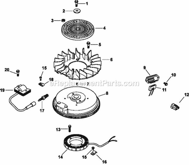 Page K Diagram and Parts List for CV13-21533  Kohler Engine