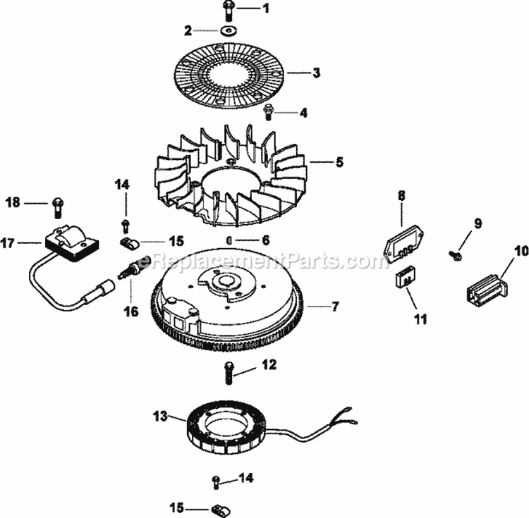 Page J Diagram and Parts List for CV13-21538  Kohler Engine