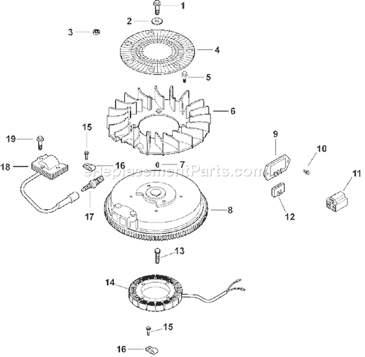 Page J Diagram and Parts List for CV13S-21535  Kohler Engine