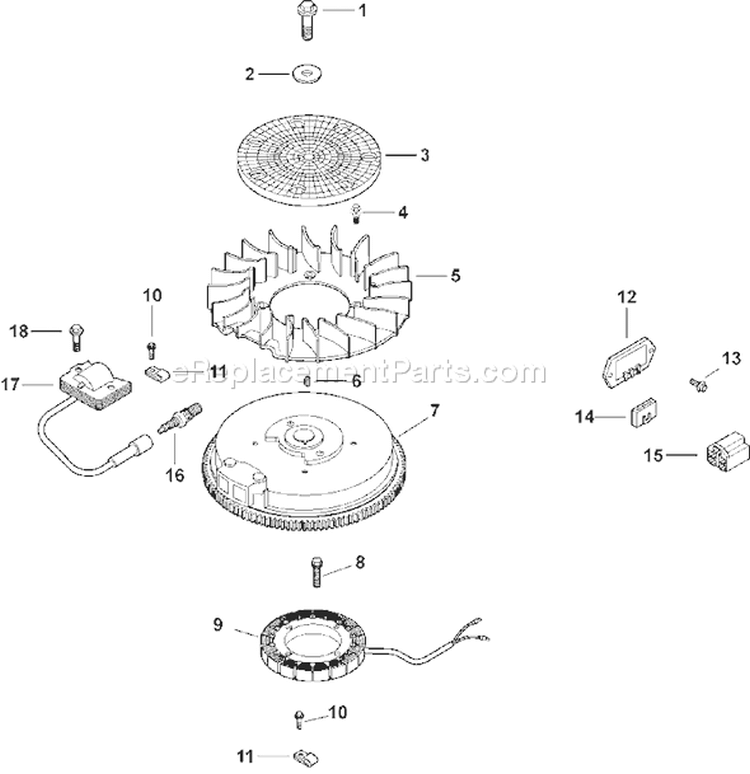 Page J Diagram and Parts List for CV13ST-21512  Kohler Engine