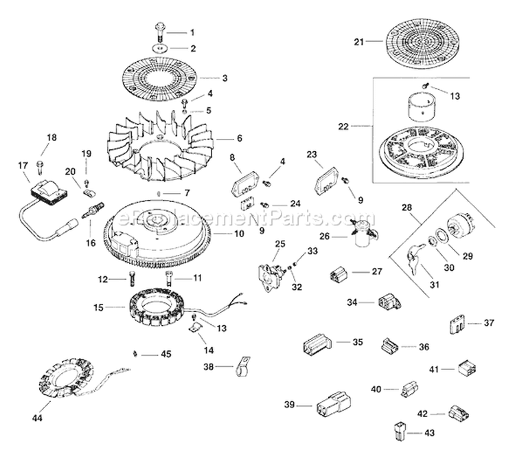 Page L Diagram and Parts List for CV14-1401  Kohler Engine