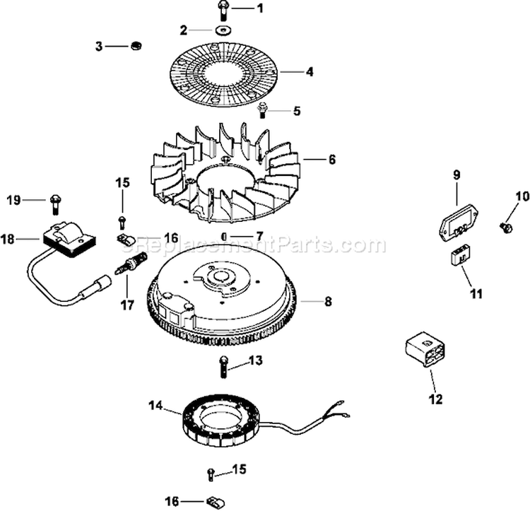 Page J Diagram and Parts List for CV15-41518  Kohler Engine