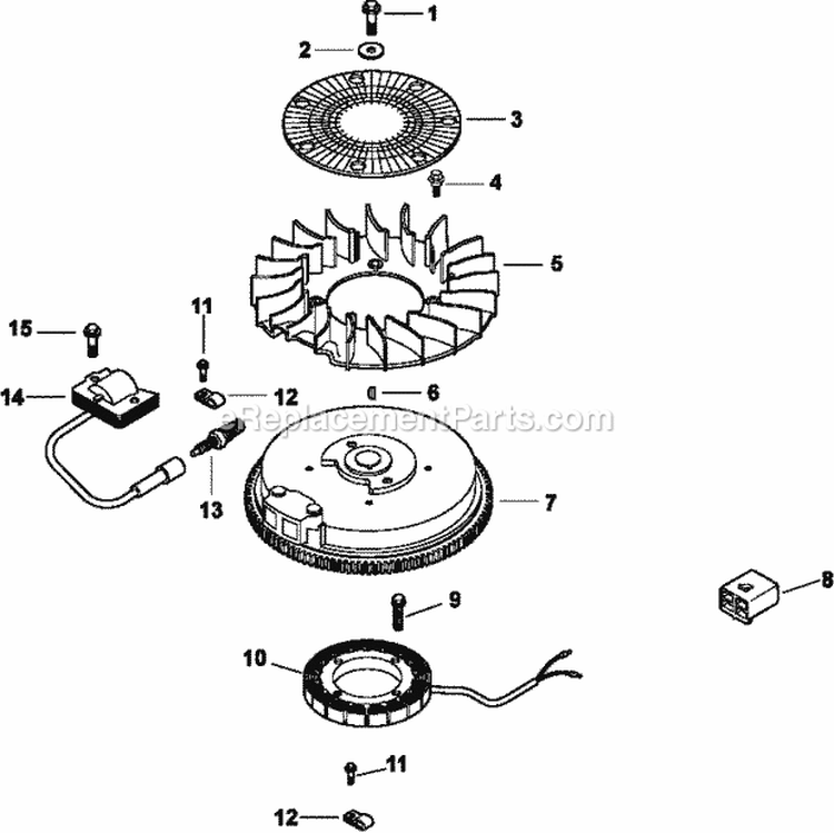 Page J Diagram and Parts List for CV15-41554  Kohler Engine