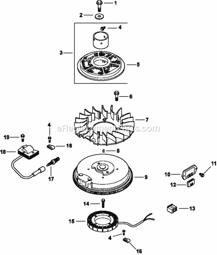 Page J Diagram and Parts List for CV15-41537  Kohler Engine