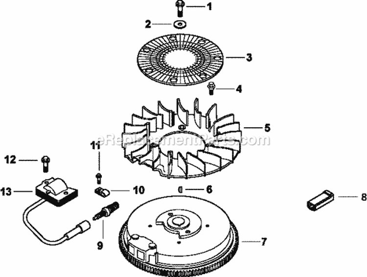 Page J Diagram and Parts List for CV13-21523  Kohler Engine