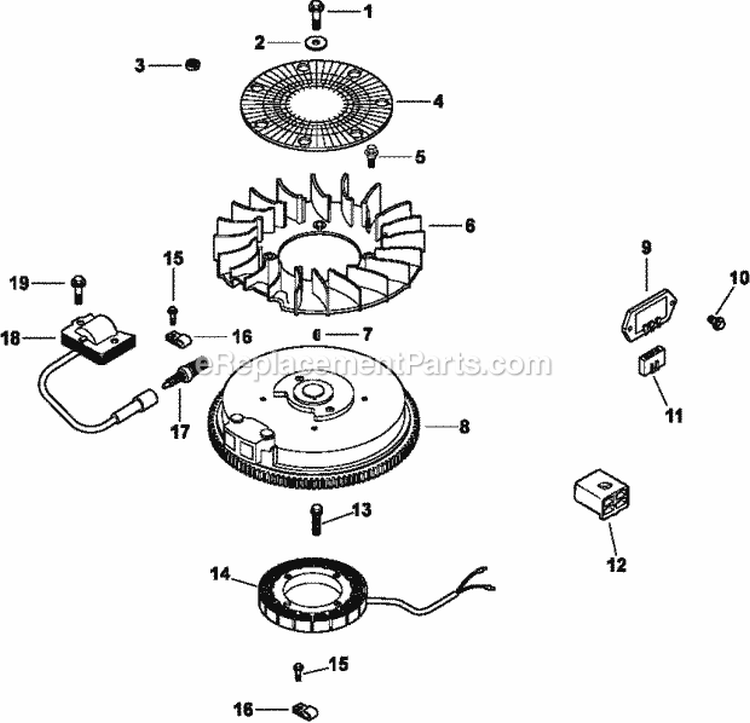 Page K Diagram and Parts List for CV14-14107  Kohler Engine