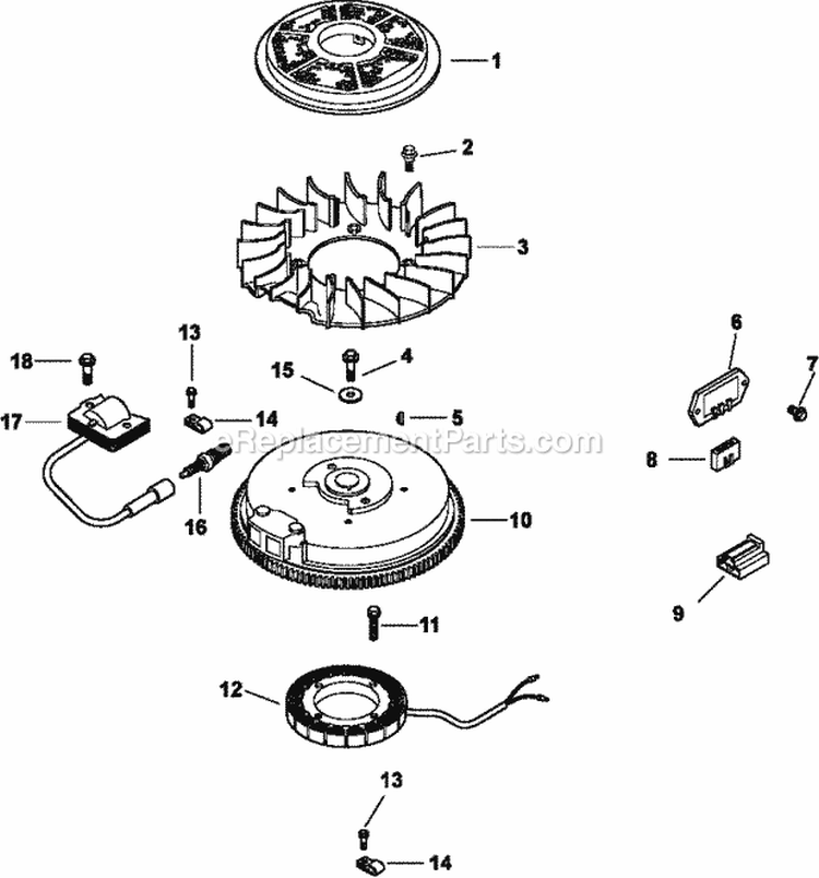 Page J Diagram and Parts List for CV15-41569  Kohler Engine