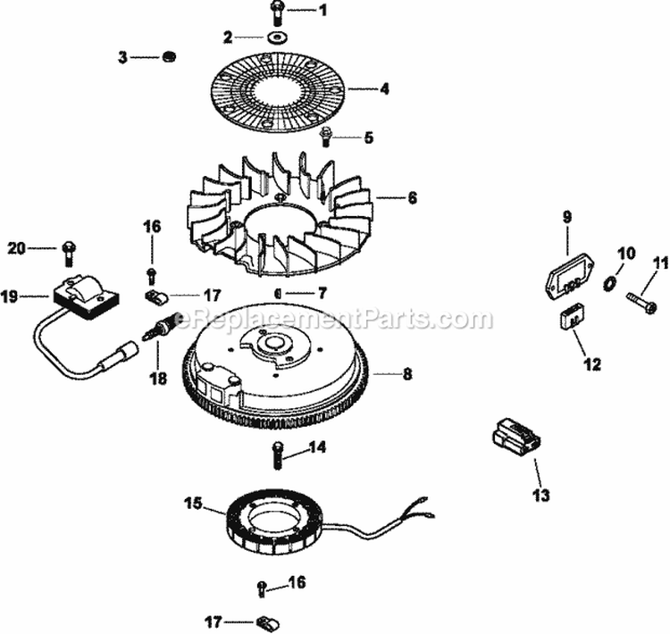 Page J Diagram and Parts List for CV15-41531  Kohler Engine
