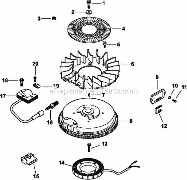 Page J Diagram and Parts List for CV13-21532  Kohler Engine