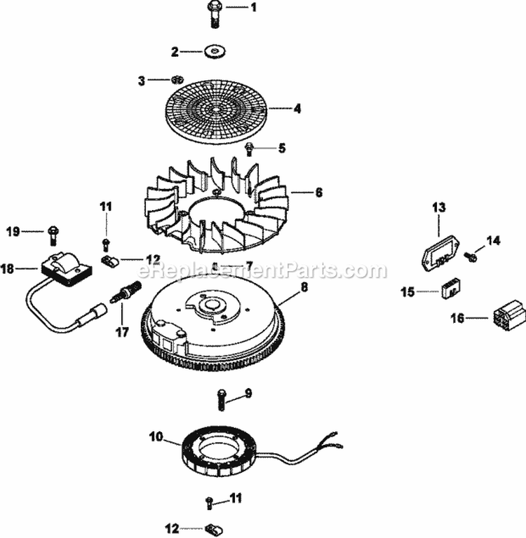 Page J Diagram and Parts List for CV15-41605  Kohler Engine