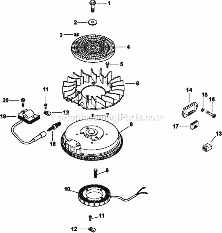 Page J Diagram and Parts List for CV15-41609  Kohler Engine
