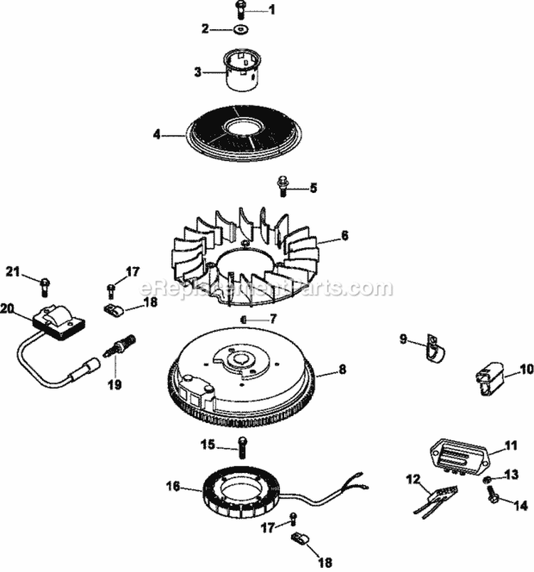 Page J Diagram and Parts List for CV15-41633  Kohler Engine