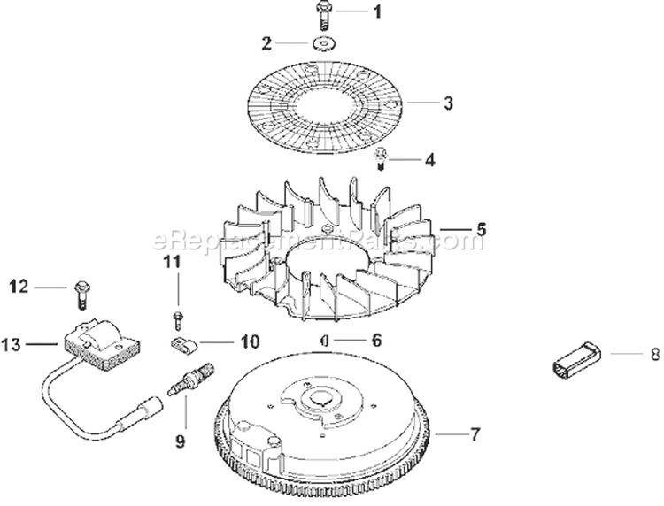 Page J Diagram and Parts List for CV13T-21523  Kohler Engine
