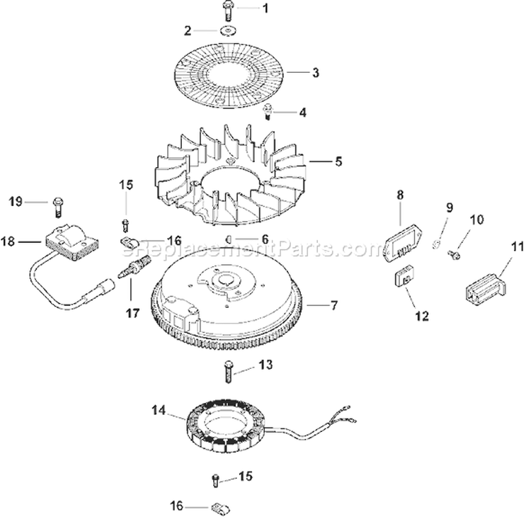 Page J Diagram and Parts List for CV15T-41582  Kohler Engine