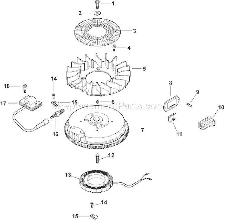 Page J Diagram and Parts List for CV15T-41581  Kohler Engine