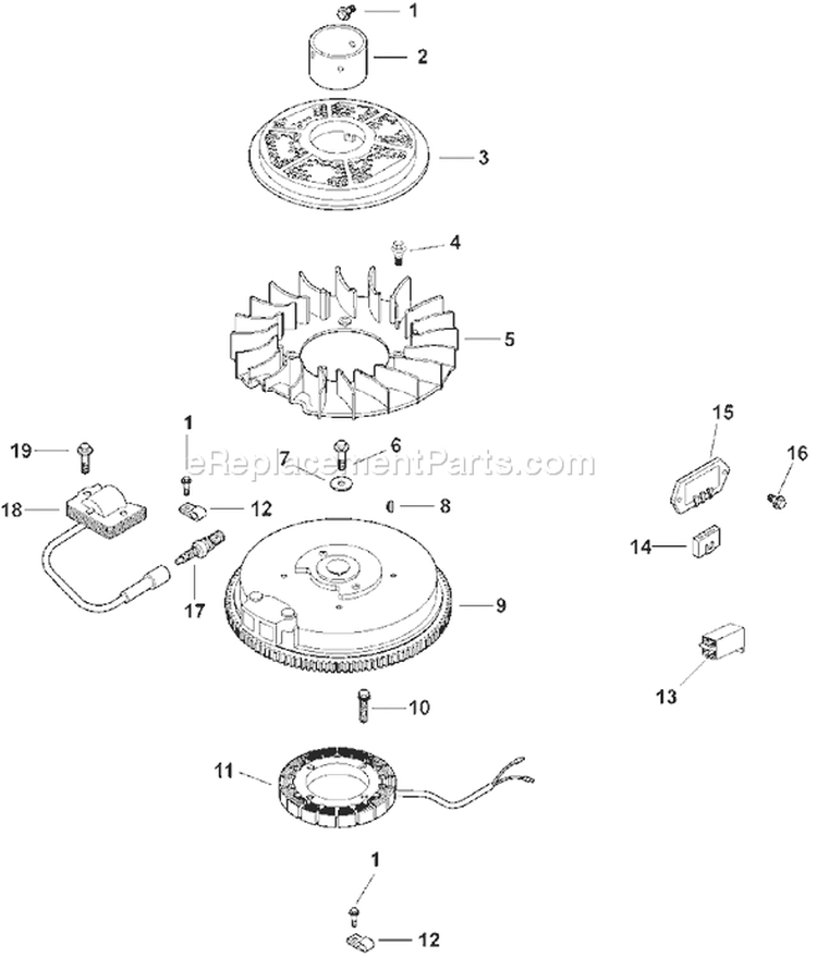 Page J Diagram and Parts List for CV15T-41623  Kohler Engine