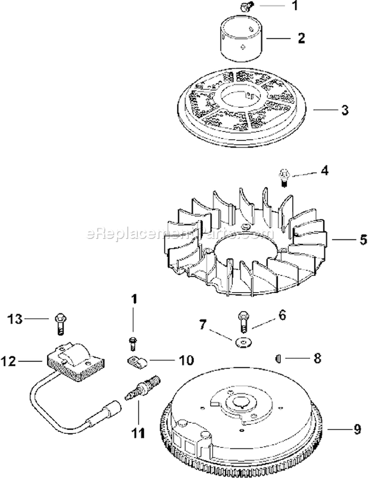 Page J Diagram and Parts List for CV15T-41624  Kohler Engine